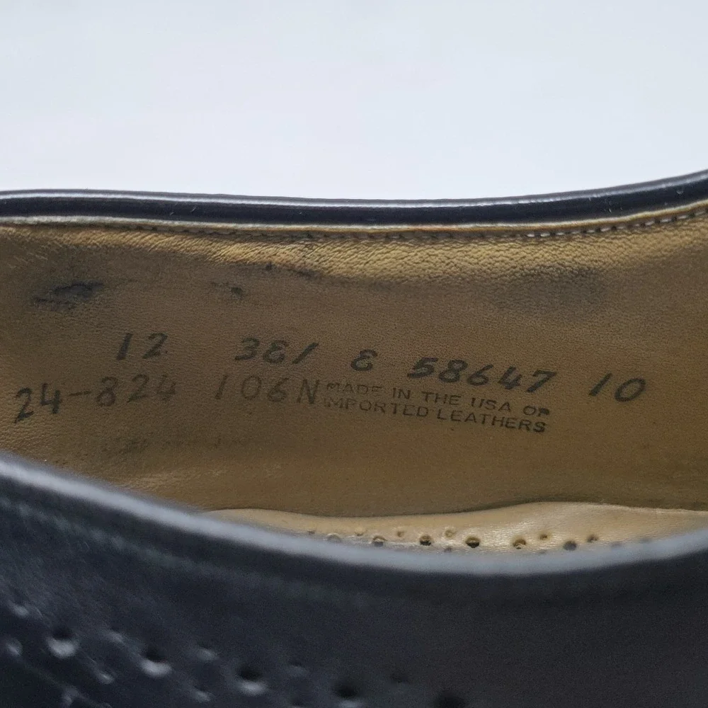 Johnston & Murphy Aristocraft Mens 12 Black Leather Dress Shoes USA Made Oxford
